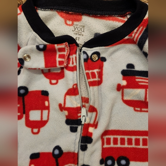 Carter's Boys Footed Pajamas Firetrucks Size 4T - Picture 3 of 5